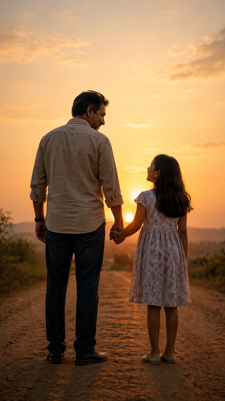 Father teaching daughter